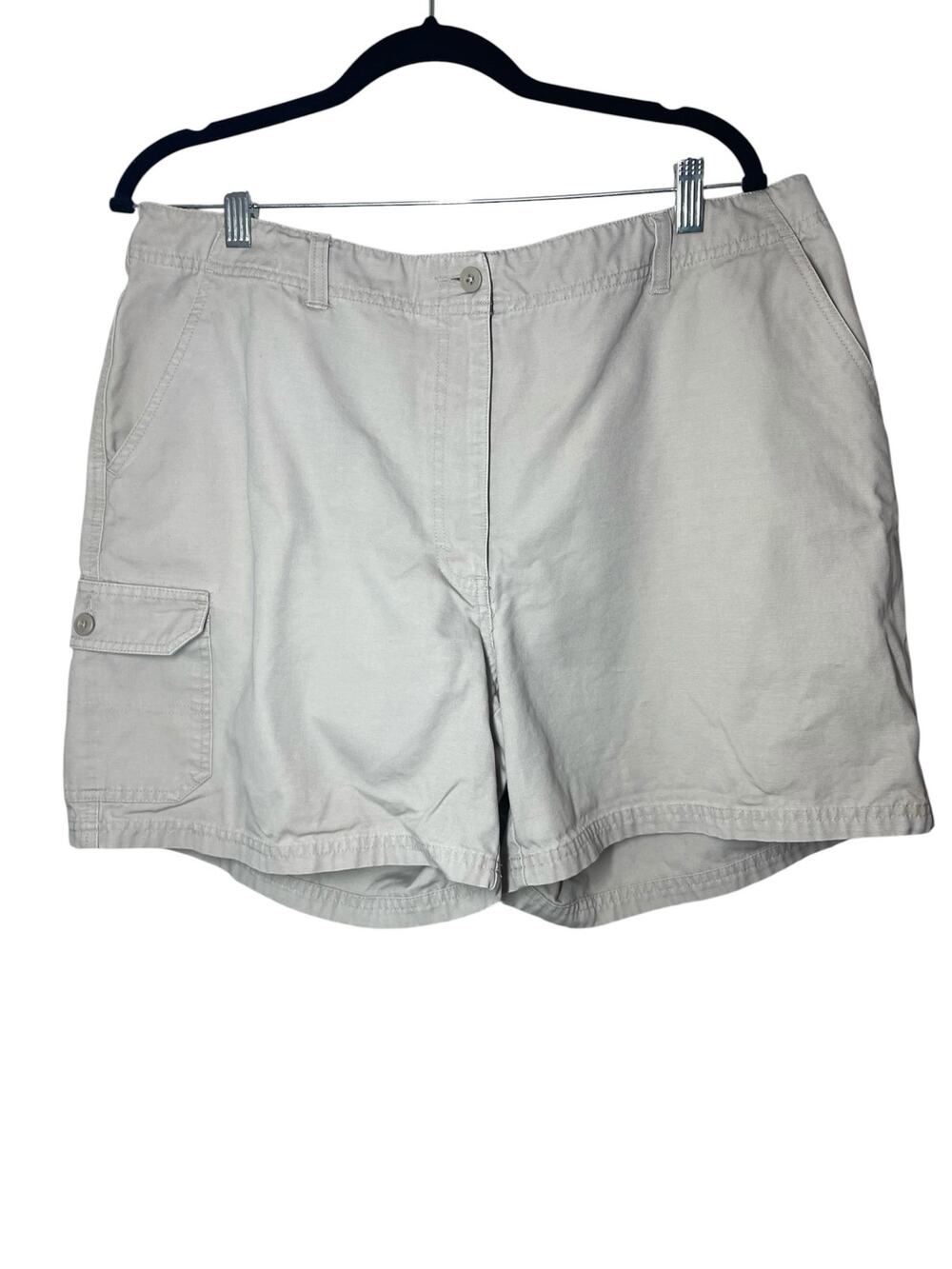 Eddie Bauer Womens Khaki Shorts Size 18 Cargo Cotton Tan 6" inseam